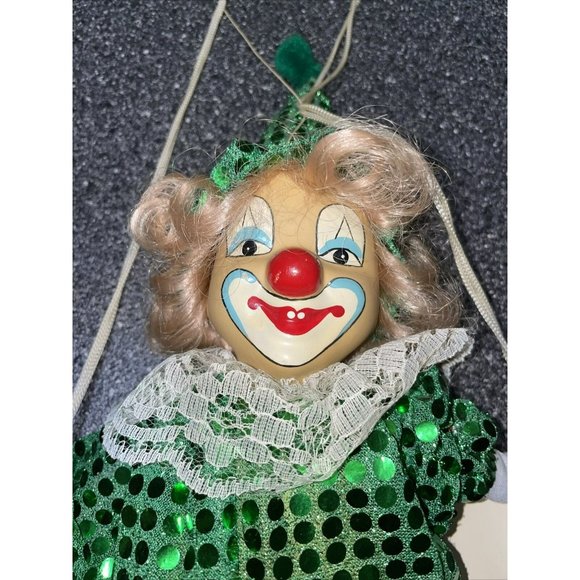 Brand New Shalom Toy Co Company STC Super Creepy Clown on Swing Marionette Green - Picture 3 of 10